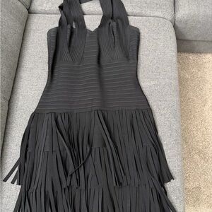 Black Fringe Bodycon Dress - Vasco Ross -Italian Designer